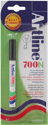 Permanente Marker "700N" ronde punt, 0.7mm - Zwart (Blister)