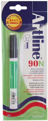 Marqueur permanent "90N" pointe biseautée, 2.0-5.0mm - Noir (Blister)