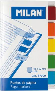 Index "Standard" 20 tabs per kleur, 5 kleuren, 45x12mm