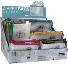 Opbergtas "Zipper Bag" display met 20x A4, 20x A5, 20x A6 en 20x cheque formaat