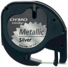 Tape "LetraTag" 12mm x 4m - Metallic Zilver