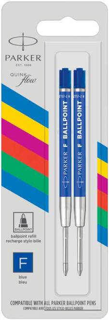 Recharge pour stylo bille "Quinkflow" fine, set de 2 pièces - Bleu (Blister)