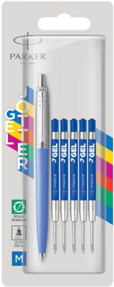 Stylo gel "Jotter Gel" avec 5 recharges bleues, moyenne - Blue (Blister)