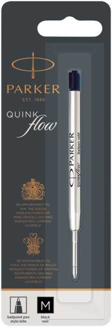Recharge pour stylo bille "Quinkflow" pointe moyenne - Noir (Blister)