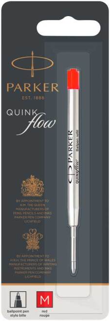 Recharge pour stylo bille "Quinkflow" pointe moyenne - Rouge (Blister)