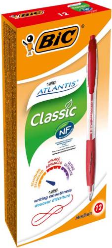 Balpen "Atlantis Classic" medium punt, 12 stuks in een doos - Rood