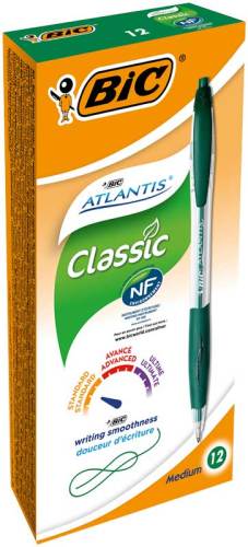 Balpen "Atlantis Classic" medium punt, 12 stuks in een doos - Groen