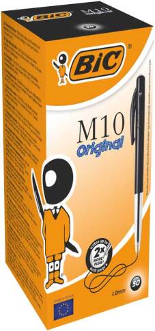 Stylo bille "M10 Original" moyen 1.0mm, boîte de 50 pièces - Noir