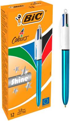Stylo bille 4 couleurs "Shine" moyen 1.0mm - Blue
