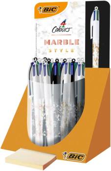 Stylo bille 4 couleurs "Marble Style" moyen 1.0mm, présentoir de 30 pièces