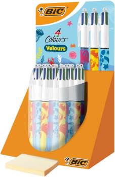 4-kleuren balpen "Velours" display met 30 stuks - Assortie