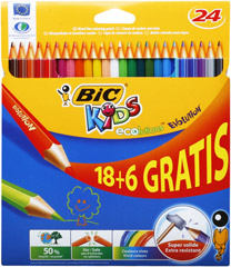 Crayons de couleur "Kids Evolution" ECOlutions, 18+6 pièces gratuit, sur blister