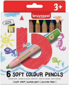 Crayon de couleur "Kids" + taille-crayon, doux et épais, set de 6 pièces