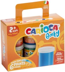 Peinture à doigts "Baby" 6 pots de 80ml en boîte cartonné, lavable