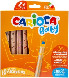 Crayon 3 en 1 "Baby" avec taille crayon, boîte de 10 pièces