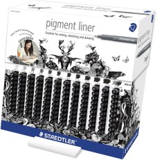 Fineliner "Pigment Liner" display met 120 stuks - Zwart assortie