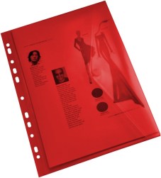 Envelop A4 "Horizontaal" in PP met velcro sluiting, 11-gaats - rood