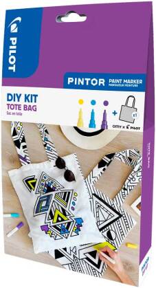 Kit DIY: sac en toile "Pintor" avec 3 marqueurs peinture fine (Blister)