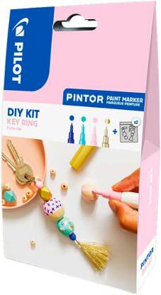 Kit DIY: 2x porte-clé "Pintor" avec 4 marqueurs peinture extra fine (Blister)
